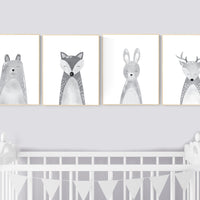 Nursery decor animals, gender neutral, grey nursery wall art, Nursery Animal Print Set, woodland nursery, Safari Animal, gray nursery