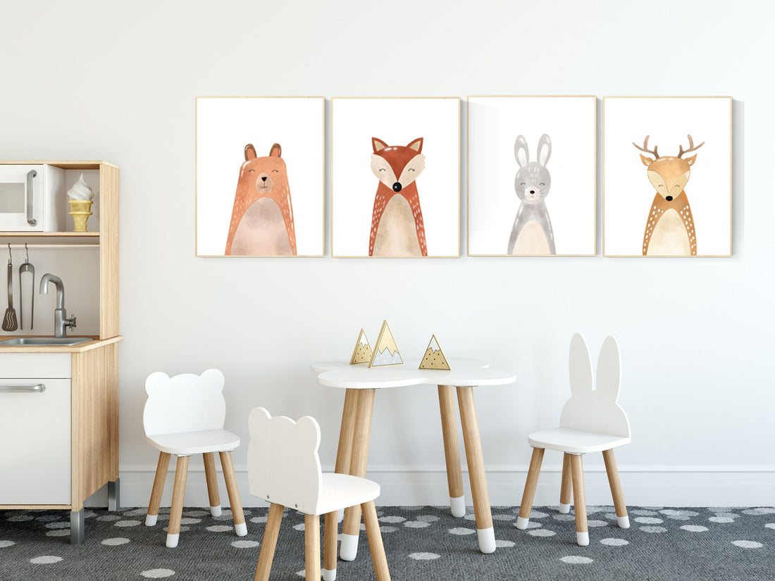 Nursery wall art animals, gender neutral, Woodland nursery prints, woodland nursery decor, Nursery wall art, Animal nursery, animal prints