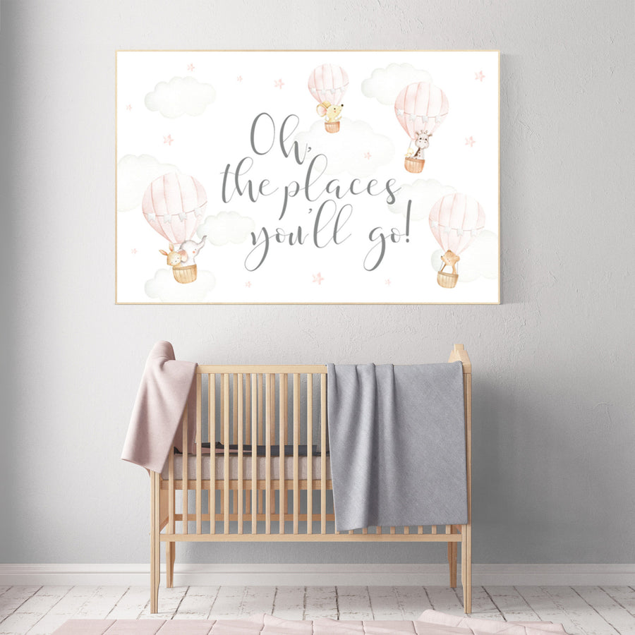 Hot air balloon nursery, Nursery decor girl, blush pink nursery, blush nursery, nursery decor girl, animal nursery, woodland animals