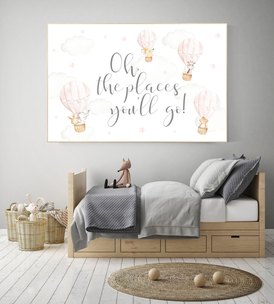 Hot air balloon nursery, Nursery decor girl, blush pink nursery, blush nursery, nursery decor girl, animal nursery, woodland animals