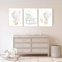 Nursery decor gender neutral, hot air balloon, elephant nursery, woodland animals, baby room decor, animal nursery, hot air balloons