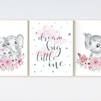 Nursery decor girl boho, elephant nursery wall art, nursery decor girl floral, nursery decor girl woodland, flower nursery, boho nursery