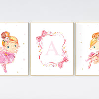 Ballerina nursery wall art, ballerina prints for nursery, baby girl nursery printsl, girl room wall prints, girls room wall decor, ballerina