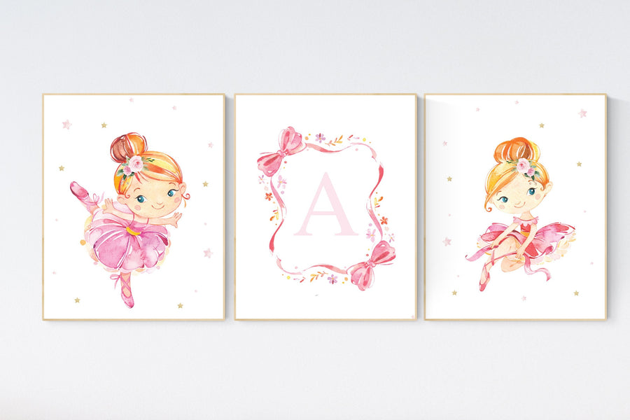 Ballerina nursery wall art, ballerina prints for nursery, baby girl nursery printsl, girl room wall prints, girls room wall decor, ballerina