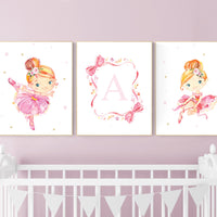 Ballerina nursery wall art, ballerina prints for nursery, baby girl nursery printsl, girl room wall prints, girls room wall decor, ballerina
