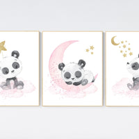 Nursery decor girl, panda nursery, pink and gold nursery wall art, panda nursery print, nursery decor animal, girl nursery wall decor, panda