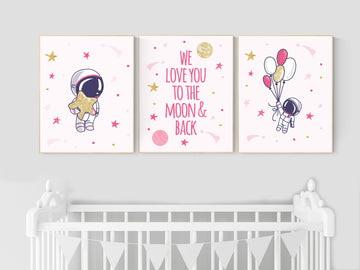 Nursery decor girl space, Nursery wall art space, Space nursery decor, Space themed nursery, space nursery art, nursery prints space, pink