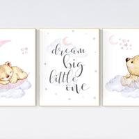 Purple and pink, Nursery decor girl bear, lavender, nursery decor girl pink and purple, animal nursery, teddy bear, nursery wall decor