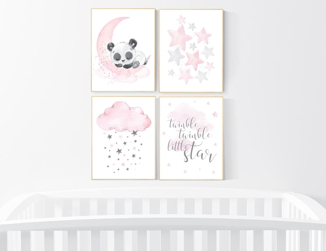 Nursery decor girl pink and gray, bear nursery, nursery decor girl pink, twinkle twinkle little star, moon and star nursery, teddy bear