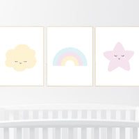 Nursery prints rainbow, Nursery decor gender neutral, nursery wall art boy, moon star, cloud, nursery wall art neutral nursery print