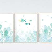 Under the sea wall art, Ocean nursery decor, Nautical nursery print set, under the sea nursery, gender neutral nursery, ocean, nautical