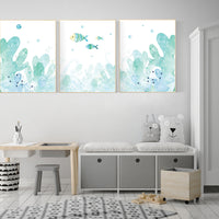 Under the sea wall art, Ocean nursery decor, Nautical nursery print set, under the sea nursery, gender neutral nursery, ocean, nautical