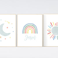 Nursery decor rainbow, neutral Rainbow Wall Art, rainbow Print Set, Cloud Rainbow Sun, Rainbow Wall Art, gender neutral, Watercolor Rainbow