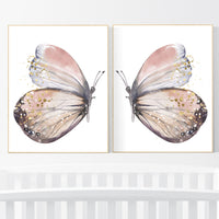 Nursery decor girl butterfly, blush, blush gold, Butterfly Nursery Art, girls room, butterfly prints, Butterfly Art, blush pink and gold