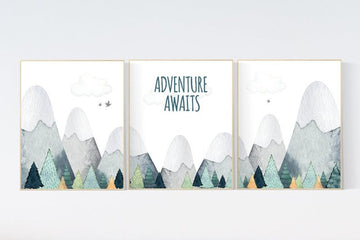 CANVAS LISTING: Nursery decor boy mountain, adventure nursery, adventure theme nursery, woodland, gender neutral, adventure awaits