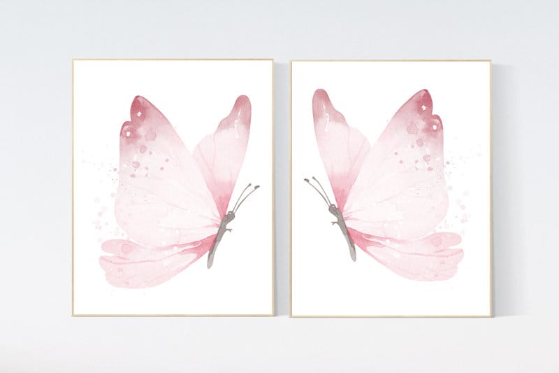 Nursery decor girl butterflies, Butterfly Nursery Art, Girl Nursery Art, Butterfly Nursery Decor for Baby Girl, Butterfly Art, light pink