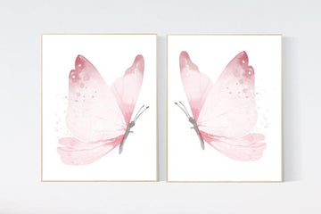 Nursery decor girl butterflies, Butterfly Nursery Art, Girl Nursery Art, Butterfly Nursery Decor for Baby Girl, Butterfly Art, light pink