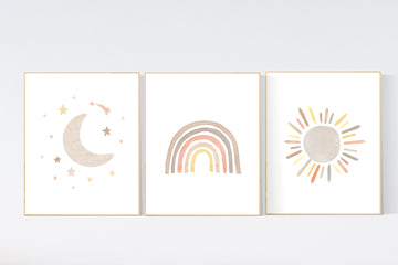 Nursery decor rainbow, neutral Rainbow Wall Art, rainbow Print Set, Cloud Rainbow Sun, Rainbow Wall Art, gender neutral, Watercolor Rainbow