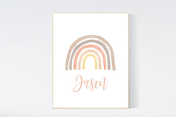 Nursery decor rainbow, neutral Rainbow Wall Art, rainbow Print, Rainbow Wall Art, gender neutral, name nursery, nursery prints name