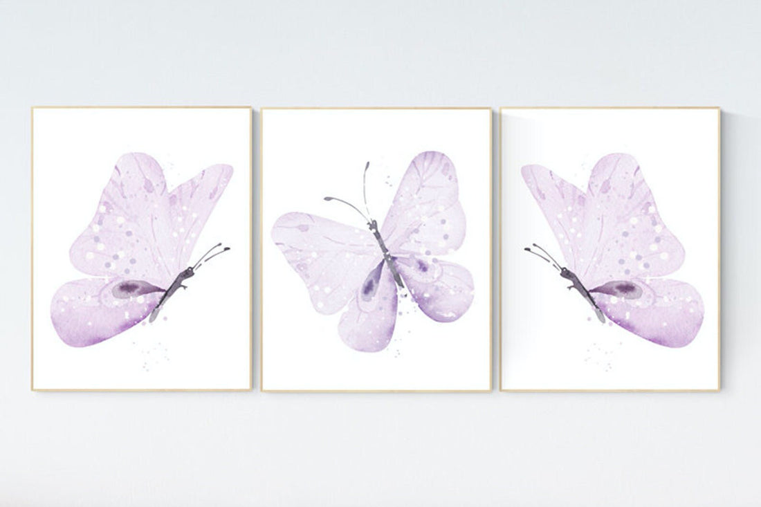 Nursery decor girl butterfly, nursery decor lavender, nursery decor girl lilac, Butterfly Nursery Art, Girl Nursery Art, purple nursery