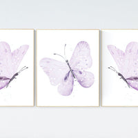 Nursery decor girl butterfly, nursery decor lavender, nursery decor girl lilac, Butterfly Nursery Art, Girl Nursery Art, purple nursery