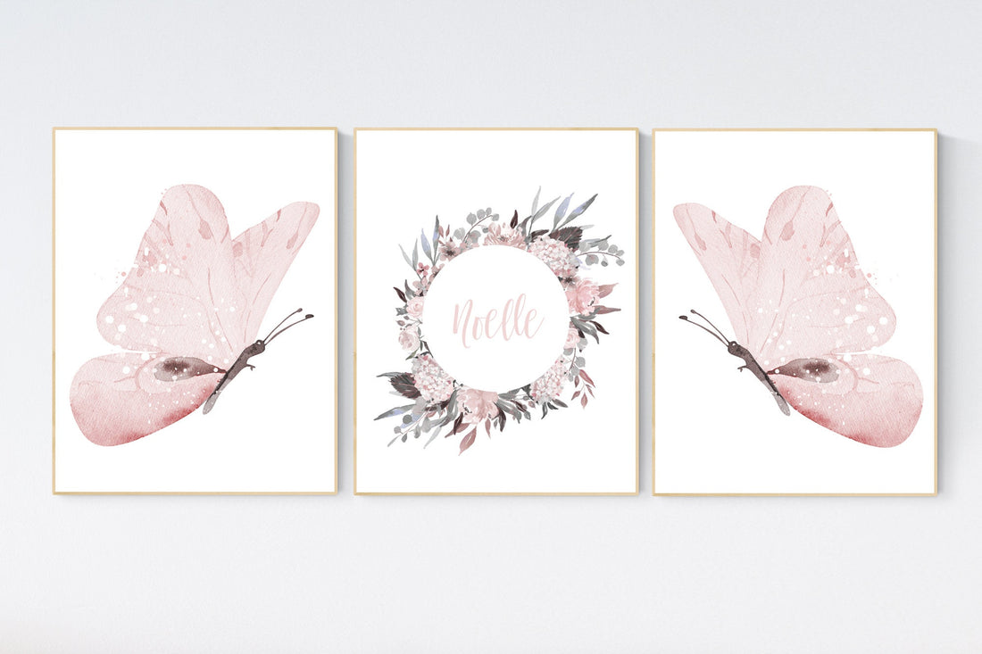 Nursery decor girl butterflies, Butterfly Nursery Art, Girl Nursery Art, Butterfly Nursery Decor for Baby Girl, Butterfly Art, light pink