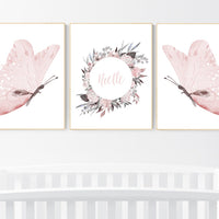 Nursery decor girl butterflies, Butterfly Nursery Art, Girl Nursery Art, Butterfly Nursery Decor for Baby Girl, Butterfly Art, light pink