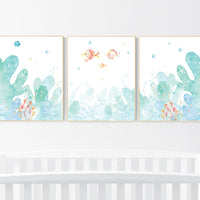 Under the sea wall art, Ocean nursery decor, Nautical nursery print set, under the sea nursery, gender neutral nursery, ocean, nautical