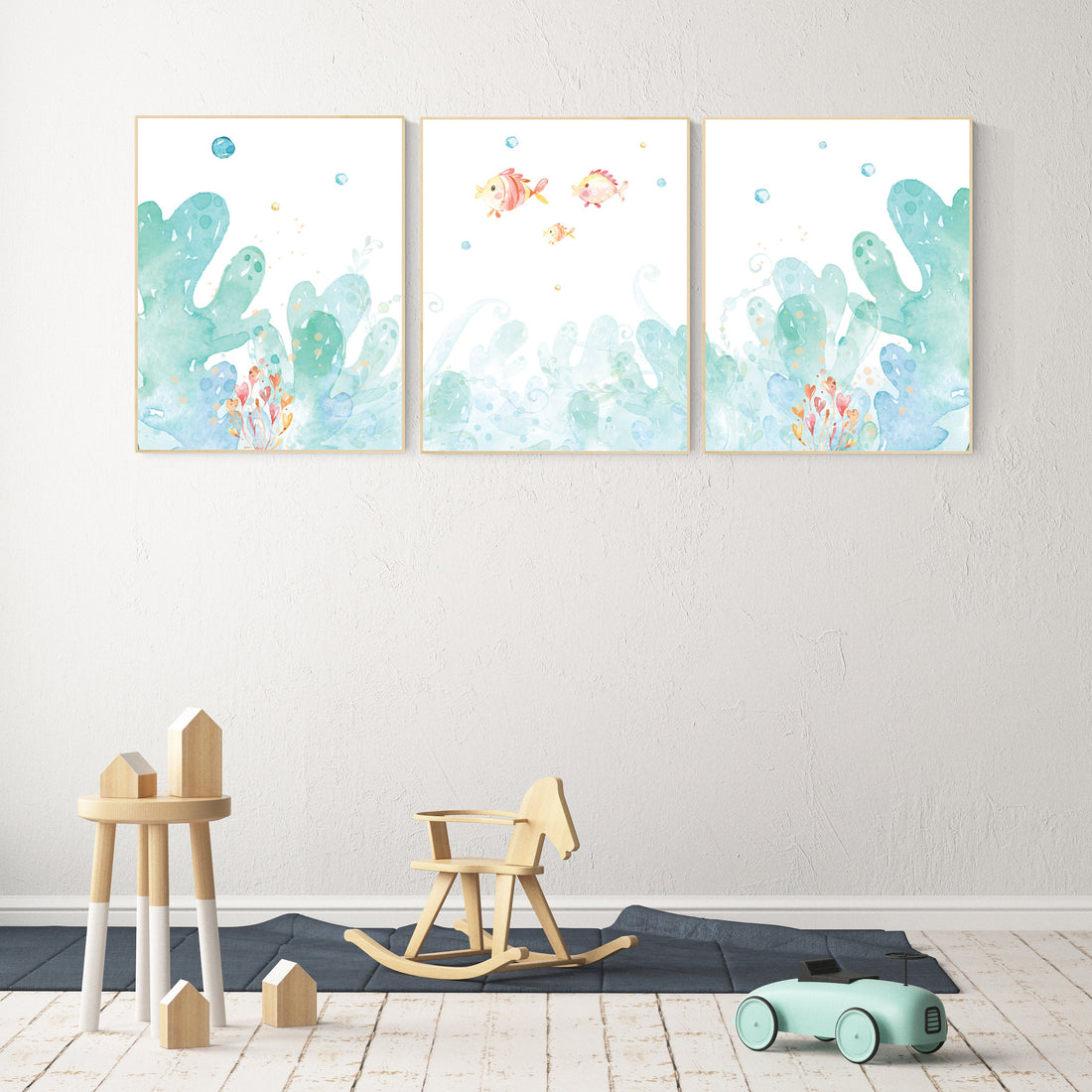 Under the sea wall art, Ocean nursery decor, Nautical nursery print set, under the sea nursery, gender neutral nursery, ocean, nautical