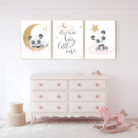 Nursery decor girl, panda nursery, pink and gold nursery wall art, panda nursery print, nursery decor animal, girl nursery wall decor, panda