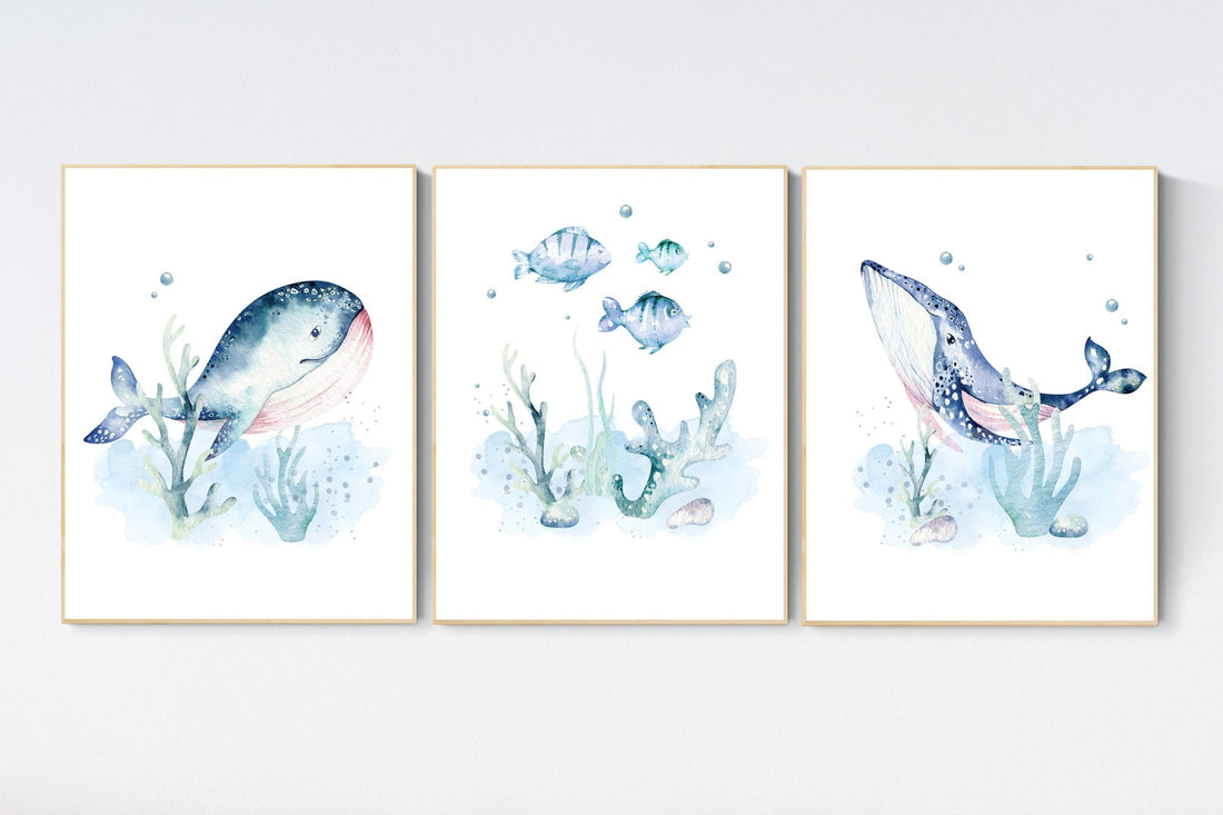 Ocean nursery decor, Nautical nursery print set, under the sea nursery, gender neutral nursery, ocean, nautical, Under the sea wall art