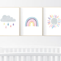 Nursery prints rainbow, Nursery decor gender neutral, nursery wall art boy, moon star, cloud, nursery wall art neutral nursery print