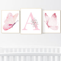 Nursery decor girl butterflies, Butterfly Nursery Art, Girl Nursery Art, Butterfly Nursery wall decor, girl nursery ideas, set of 3