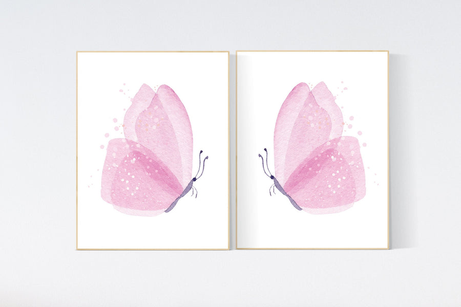 Nursery decor girl butterflies, Butterfly Nursery Art, Girl Nursery Art, Butterfly Nursery Decor for Baby Girl, Butterfly Art, light pink