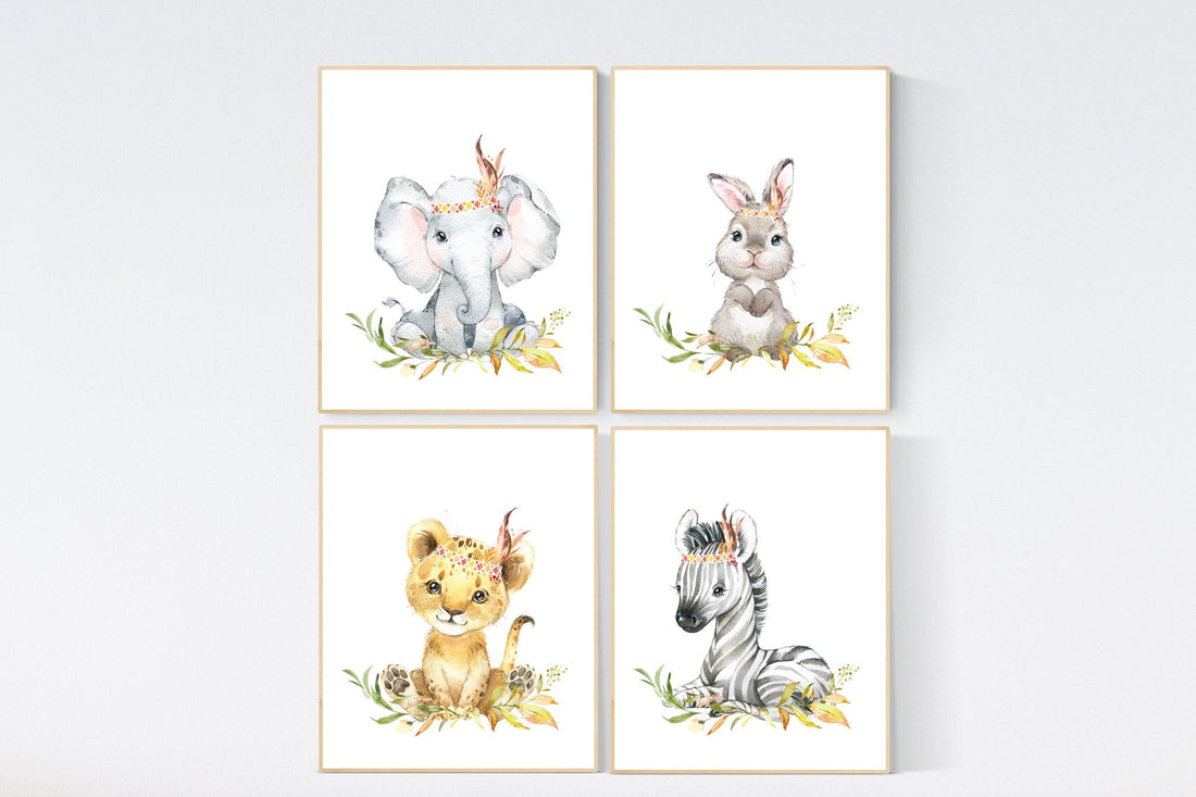 Woodland nursery decor, nursery wall art woodland animals, forest animal prints, gender neutral nursery art, nursery prints woodland animals