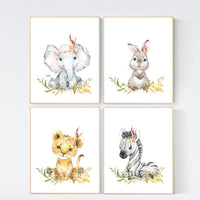 Woodland nursery decor, nursery wall art woodland animals, forest animal prints, gender neutral nursery art, nursery prints woodland animals