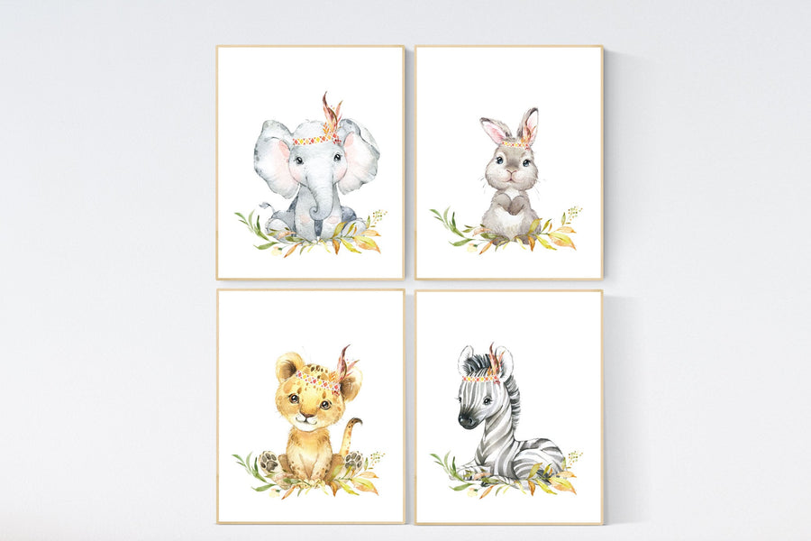 Woodland nursery decor, nursery wall art woodland animals, forest animal prints, gender neutral nursery art, nursery prints woodland animals