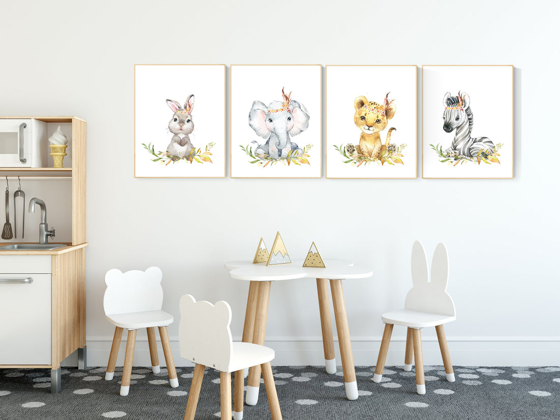 Woodland nursery decor, nursery wall art woodland animals, forest animal prints, gender neutral nursery art, nursery prints woodland animals