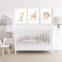 Nursery wall art animals, gray nursery, gender neutral nursery, neutral nursery, baby room decor, monkey, lion, giraffe, animal prints