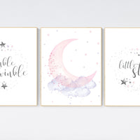 Nursery decor girl, lavender, nursery decor girl pink and purple, twinkle twinkle little star, stars nursery, pink purple, lilac nursery