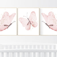 Nursery decor girl butterfly, Butterfly Nursery Art, Girl Nursery Art, Butterfly Nursery Decor for Baby Girl, flower nursery, pink gold