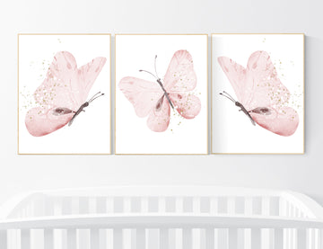 Nursery decor girl butterfly, Butterfly Nursery Art, Girl Nursery Art, Butterfly Nursery Decor for Baby Girl, flower nursery, pink gold