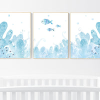 Under the sea wall art, Ocean nursery decor, Nautical nursery print set, under the sea nursery, gender neutral nursery, ocean, nautical