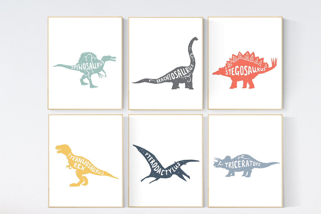 Dinosaur wall art decor, Nursery decor boy dinosaur, kids room decor dinosaur, dino nursery, dinosaur prints, boy nursery bedroom, children