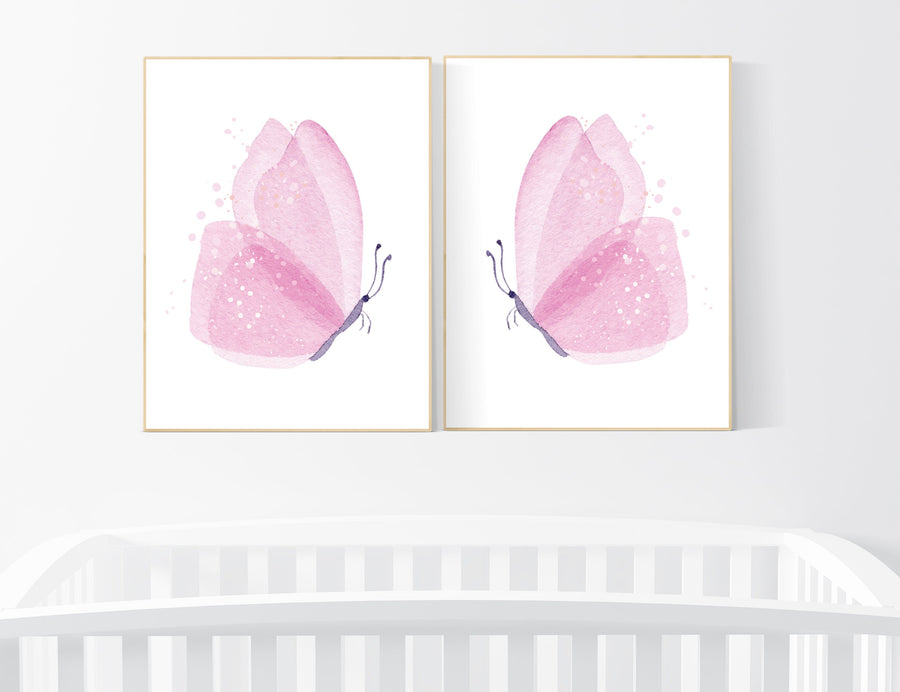 Nursery decor girl butterflies, Butterfly Nursery Art, Girl Nursery Art, Butterfly Nursery Decor for Baby Girl, Butterfly Art, light pink