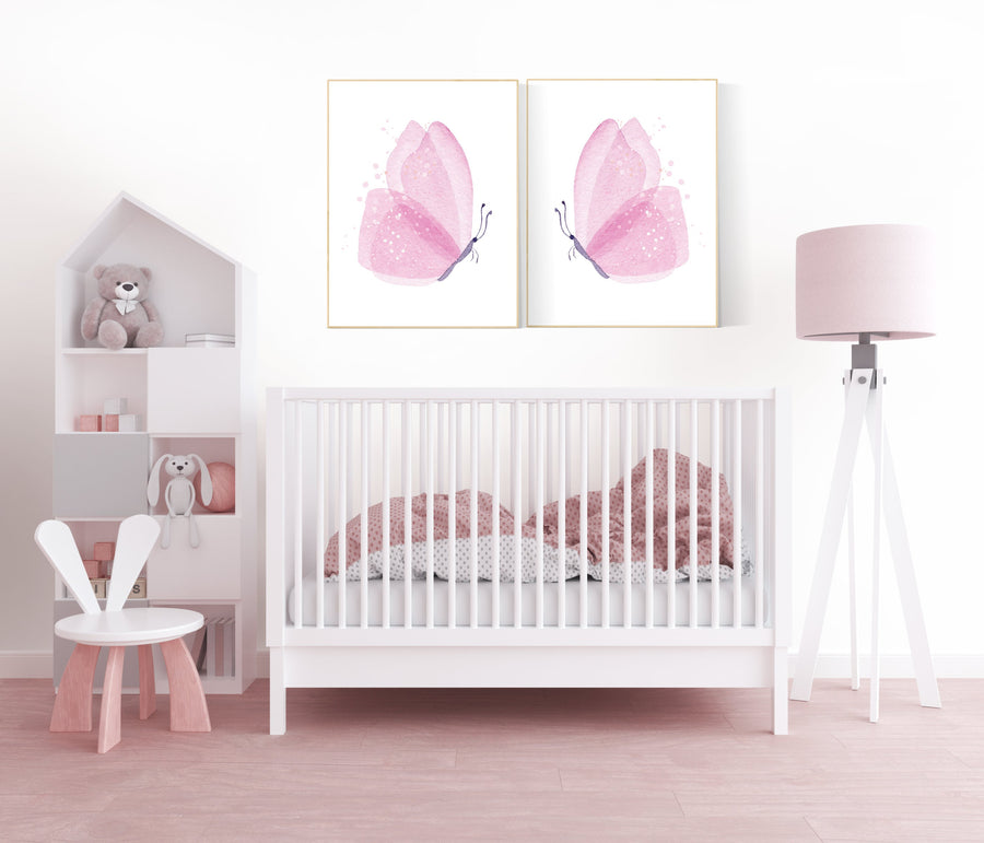 Nursery decor girl butterflies, Butterfly Nursery Art, Girl Nursery Art, Butterfly Nursery Decor for Baby Girl, Butterfly Art, light pink