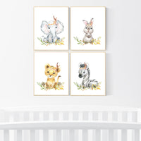 Woodland nursery decor, nursery wall art woodland animals, forest animal prints, gender neutral nursery art, nursery prints woodland animals