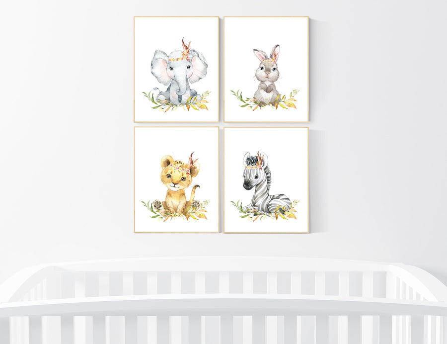 Woodland nursery decor, nursery wall art woodland animals, forest animal prints, gender neutral nursery art, nursery prints woodland animals