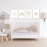 Nursery decor rainbow, neutral Rainbow Wall Art, rainbow Print Set, Rainbow Wall Art, gender neutral, Kids Room Decor, You Are My Sunshine