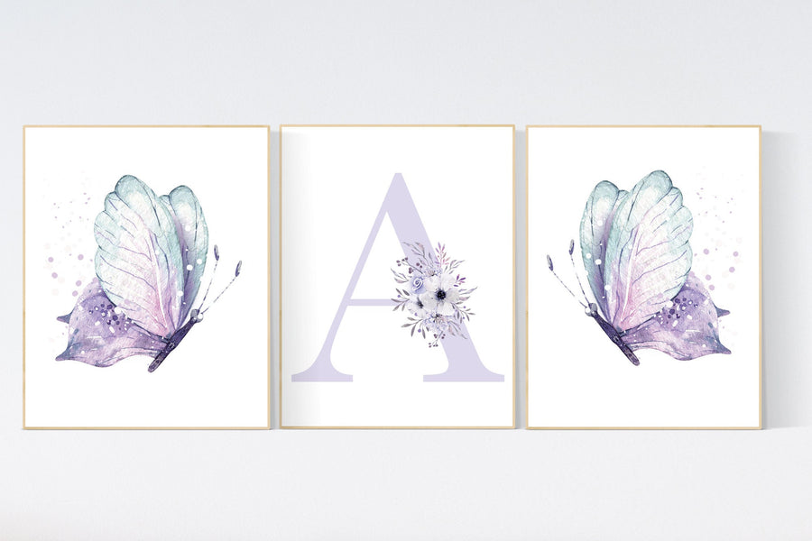 Nursery decor girl butterfly, purple mint, Butterfly Nursery Art, Butterfly Nursery Decor for Baby Girl, lilac nursery, purple nursery